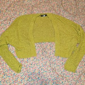 Chartreuse UO Cropped Cardigan